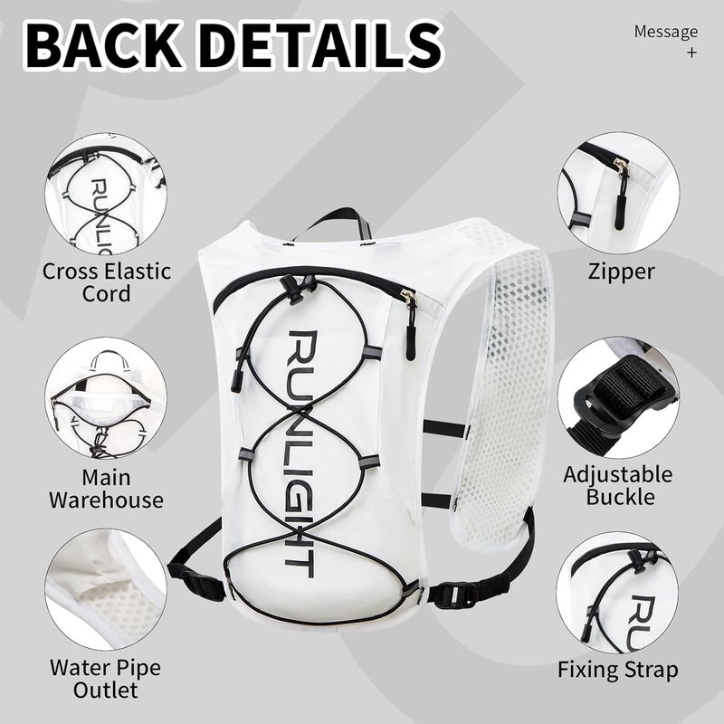 Runlight Running Vest for Women Men Lightweight Hydration Backpack Pack with 1.5L Water Bladder Bag Hydro Daypack for Hiking,Trail,Skiing,Camping,Cycling,Race,Marathon - Image 4
